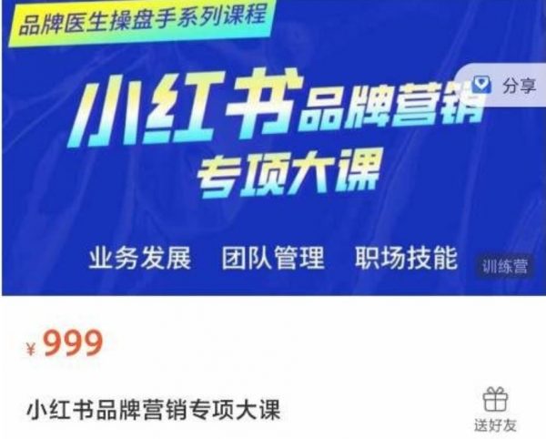 2023小红书品牌营销专业大课，品牌医生操盘手课程 价值999元