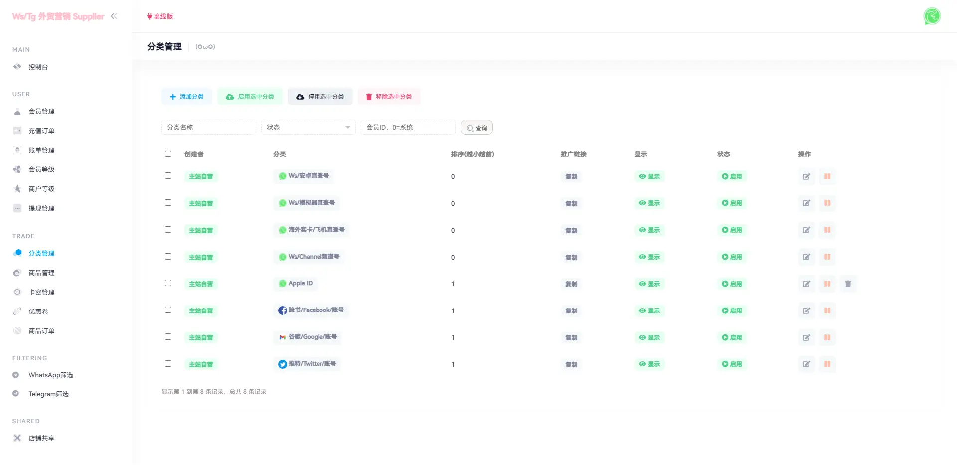 WhatsApp筛选Ws/Tg外贸营销Supplier推特号/FB号/谷歌号/小火箭Ws/Channel社交账号-9 WhatsApp筛选Ws/Tg外贸营销Supplier推特号/FB号/谷歌号/小火箭Ws/Channel社交账号-9