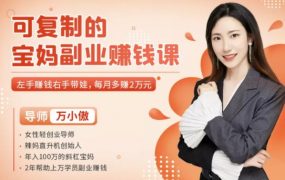 万小傲可复制的宝妈副业赚钱课：左手赚钱右手带娃，每月多赚2万元