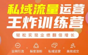 私域流量运营王炸训练营：全网引流+裂变涨粉+私域运营+高效成交
