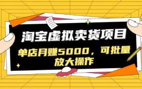 黑帽子淘宝虚拟卖货项目，单店月赚5000，可批量放大操作！