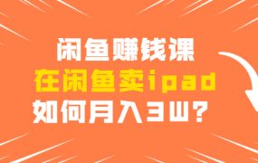 闲鱼赚钱课：在闲鱼卖ipad，如何月入3W？详细操作教程