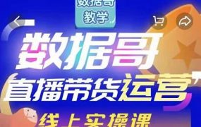 数据哥直播带货运营线上进阶课，让普通人也能靠直播赚钱