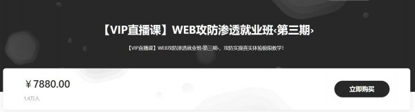 WEB攻防渗透测试就业进阶班，由浅至深学网络安全 价值7880元