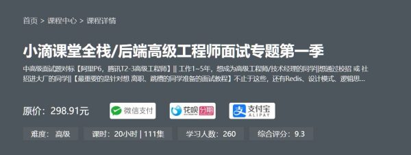 后端高级工程师面试专题第一季，对标阿里P6，腾讯T2-3 价值298元