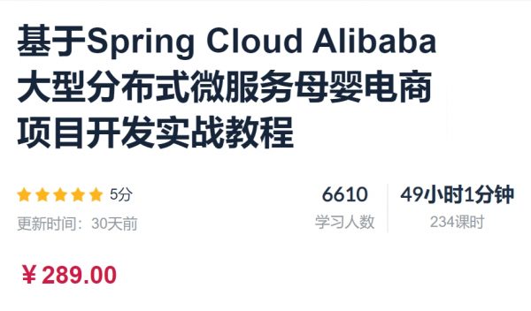 大型分布式微服务母婴电商项目开发实战教程，视频+资料 价值289元