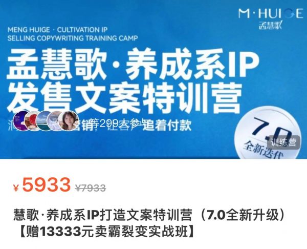 孟慧歌：养成系IP 打造文案特训营7.0升级版，2025年5月新版 价值5933元