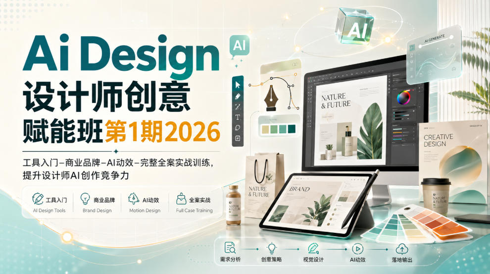木松子旭Ai Design设计师创意赋能班第1期|工具入门·商业品牌·AI动效·完整全案实战训练,提升设计师AI创作竞争力